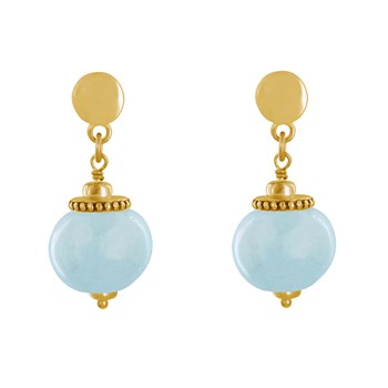 Vergulde metalen oorbellen met grote keramische parels