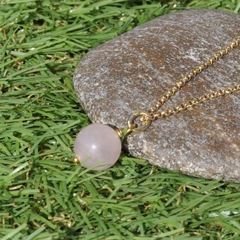 Gold-plated Rose Quartz Pearl Pendant Necklace