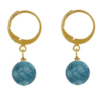 Boucles d'Oreilles Mini Créoles Plaqué Or et Perle d'Apatite