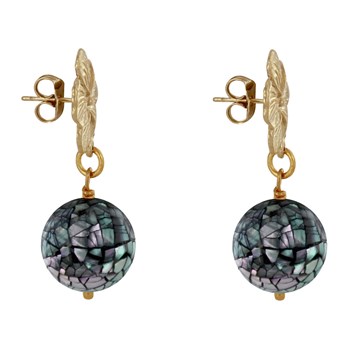 Bloem en facetgeslepen parelmoer metalen oorbellen