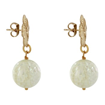 Bloem en facetgeslepen parelmoer metalen oorbellen