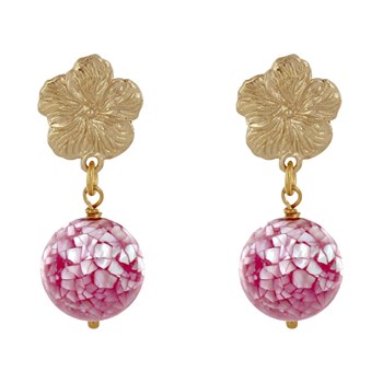 Bloem en facetgeslepen parelmoer metalen oorbellen