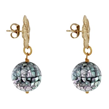 Bloem en facetgeslepen parelmoer metalen oorbellen