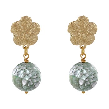 Bloem en facetgeslepen parelmoer metalen oorbellen