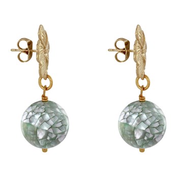 Bloem en facetgeslepen parelmoer metalen oorbellen