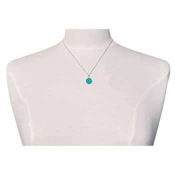 Pendentif Argent 925 Rond Dentelé de Turquoise