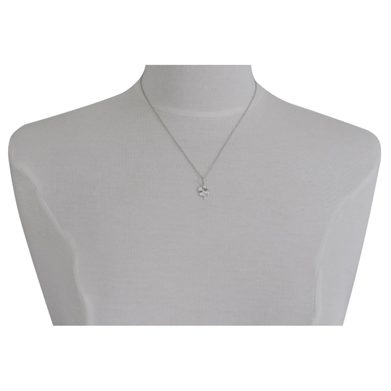 Pendentif Argent 925 Rhodié Mini Trèfle à Quatre Feuilles - vue 2