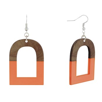 Boucles d'Oreilles Argent 925 Etrier Bois et Résine