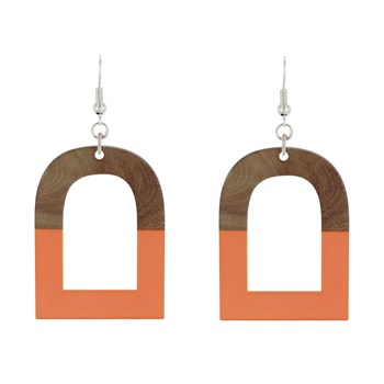 Boucles d'Oreilles Argent 925 Etrier Bois et Résine