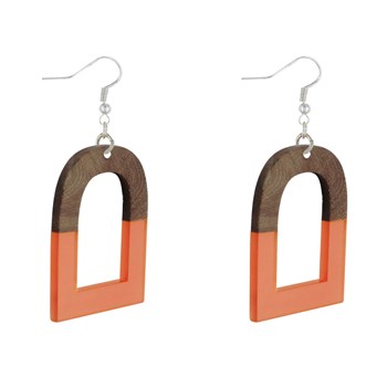 Boucles d'Oreilles Argent 925 Etrier Bois et Résine