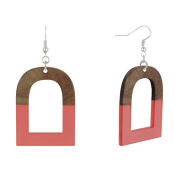 Boucles d'Oreilles Argent 925 Etrier Bois et Résine