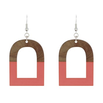 Boucles d'Oreilles Argent 925 Etrier Bois et Résine