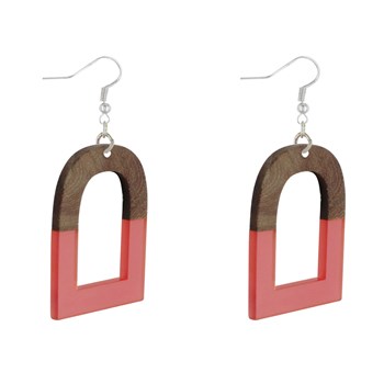 Boucles d'Oreilles Argent 925 Etrier Bois et Résine