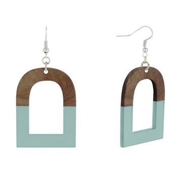 Boucles d'Oreilles Argent 925 Etrier Bois et Résine