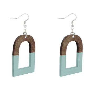 Boucles d'Oreilles Argent 925 Etrier Bois et Résine