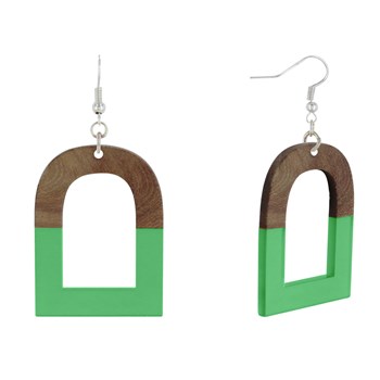 Boucles d'Oreilles Argent 925 Etrier Bois et Résine