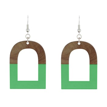 Boucles d'Oreilles Argent 925 Etrier Bois et Résine