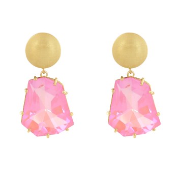 Clip Oorbellen In reliëf Goud Metaal en Grote Strass