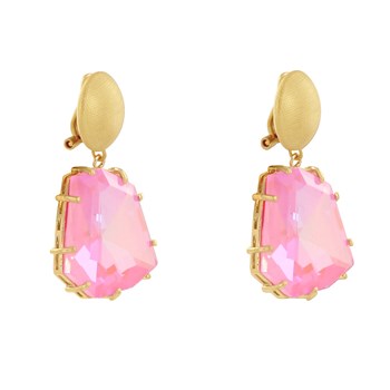 Clip Oorbellen In reliëf Goud Metaal en Grote Strass