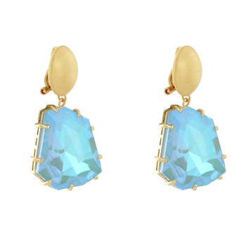 Clip Oorbellen In reliëf Goud Metaal en Grote Strass