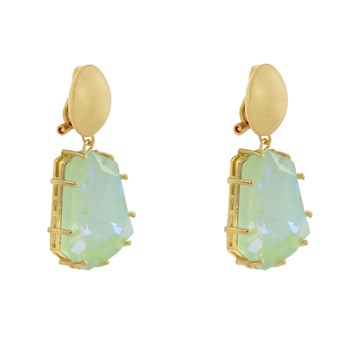 Clip Oorbellen In reliëf Goud Metaal en Grote Strass