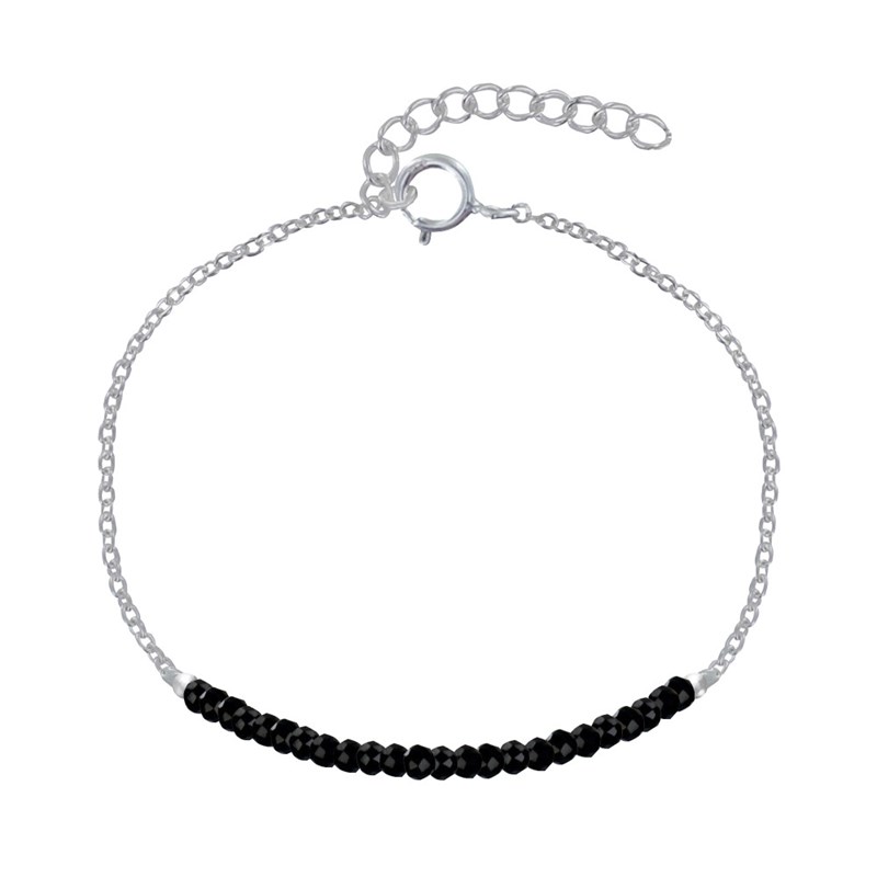 Bracelet Argent 925 Chaine et Perles Facettées de Spinelle