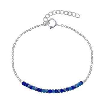 Bracelet Argent 925 Chaine et Perles Facettées de Lapis Lazuli