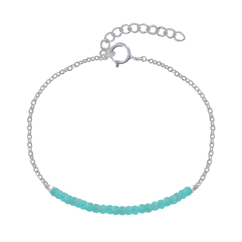 Bracelet Argent 925 Chaine et Perles Facettées d'Amazonite