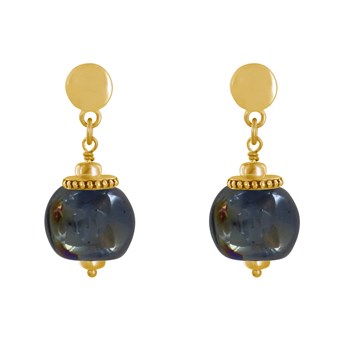Vergulde metalen oorbellen met grote keramische parels