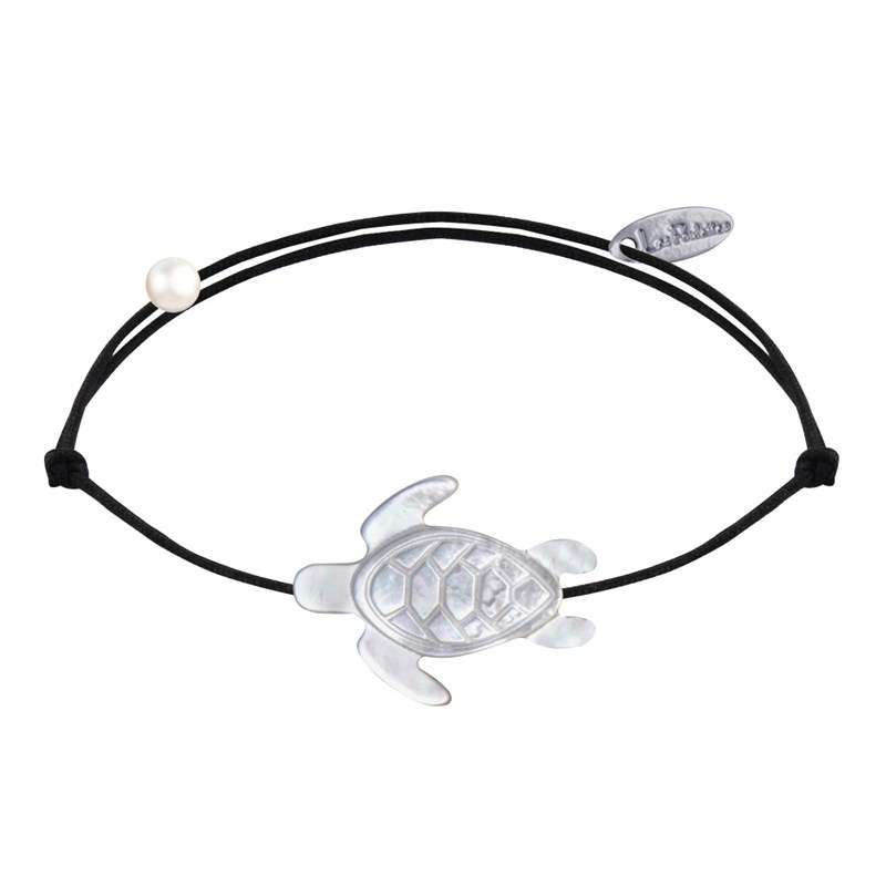 Bracelet Lien Tortue en Nacre - Noir