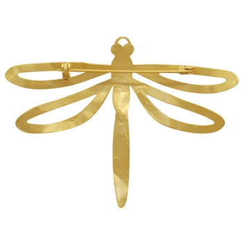 Broche Laiton Doré Libellule Martelé
