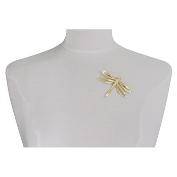 Broche Laiton Doré Libellule Martelé