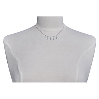 Collier Chaine Argent 925 Breloques Cinq Perles de Larimar Facettées Anneaux et Perles Argent