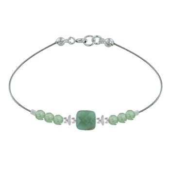 Bracelet Câble Carré et Six Perles Facetttées d'Aventurine