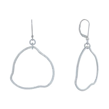 Boucles d'Oreilles Argent 925 Brossé Dormeuse Anneau Déformé