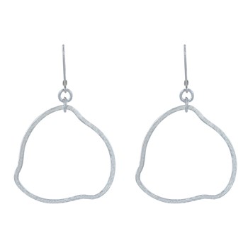 Boucles d'Oreilles Argent 925 Brossé Dormeuse Anneau Déformé