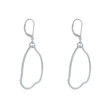 Boucles d'Oreilles Argent 925 Brossé Dormeuse Anneau Déformé