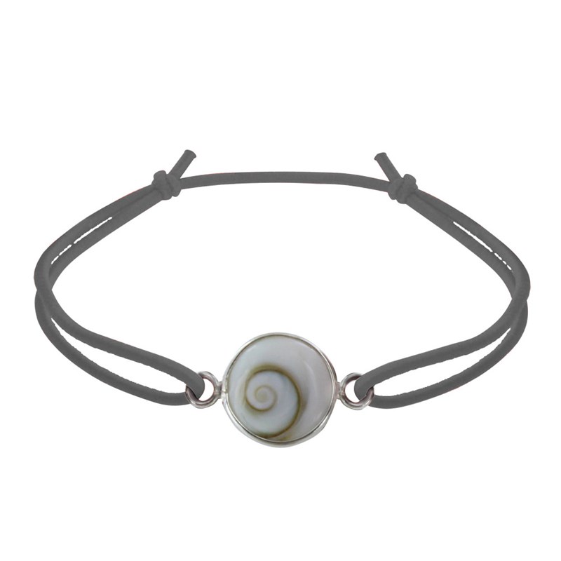 Bracelet Lien Elastique Oeil de Sainte Lucie Rond Argent 925 - Gris