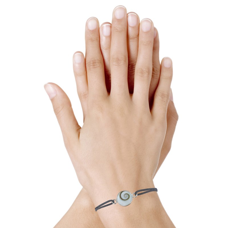 Bracelet Lien Elastique Oeil de Sainte Lucie Rond Argent 925 - Gris - vue 2