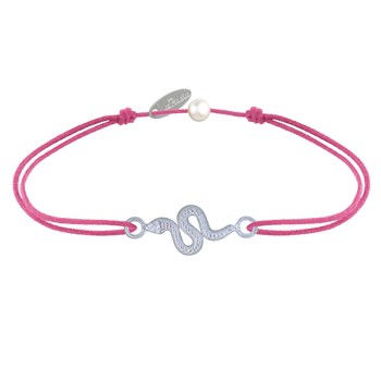 925 Silver Snake Link Bracelet - Fuchsia