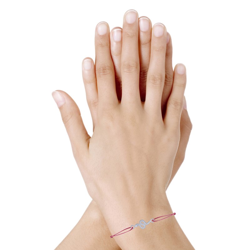 Bracelet Lien Serpent Argent 925 - Fuchsia - vue 2