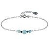 Bracelet Chaine Argent Rhodié Trois Perles de Larimar et Deux Diamants Noirs Facettées - vue V1