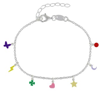 Bracelet Argent 925 Breloques Colorées