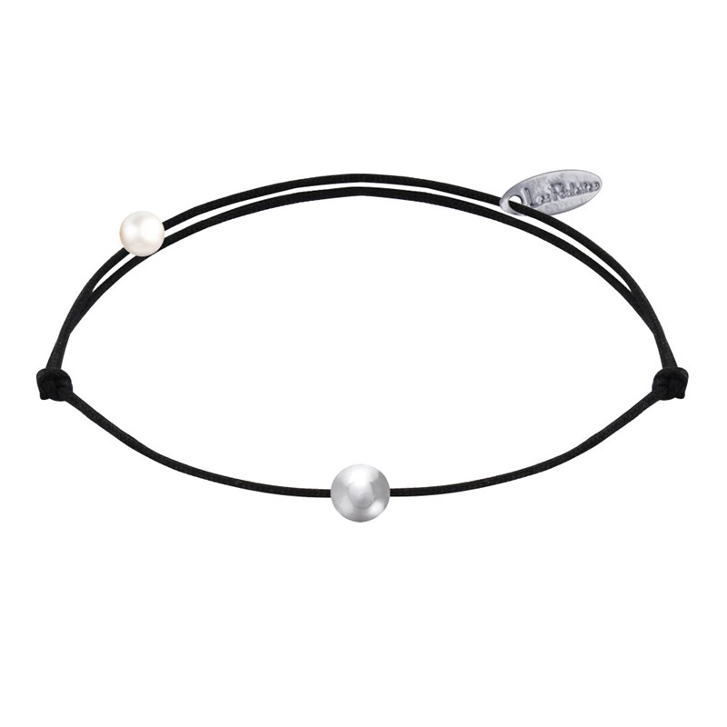 Bracelet Lien Petite Perle Argent 925 - Noir