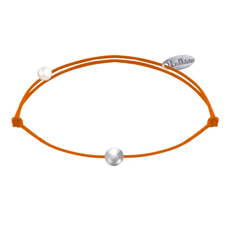 Bracelet Lien Petite Perle Argent 925 - Orange