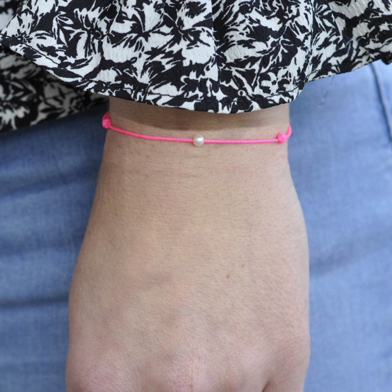 Bracelet Lien Petite Perle Blanche - Vert - vue 4