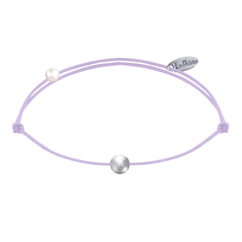 Bracelet Lien Petite Perle Argent 925 - Violet clair