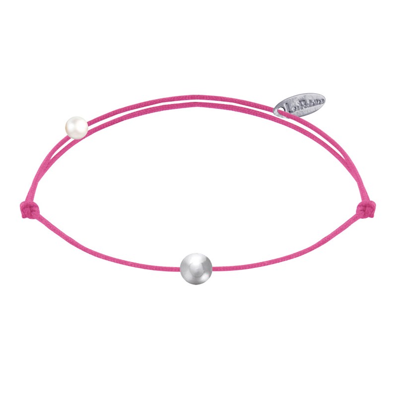 Bracelet Lien Petite Perle Argent 925 - Fuchsia