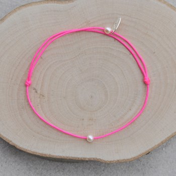 Bracelet Lien Petite Perle Blanche - Orange