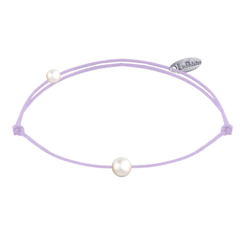 Bracelet Lien Petite Perle Blanche - Violet clair